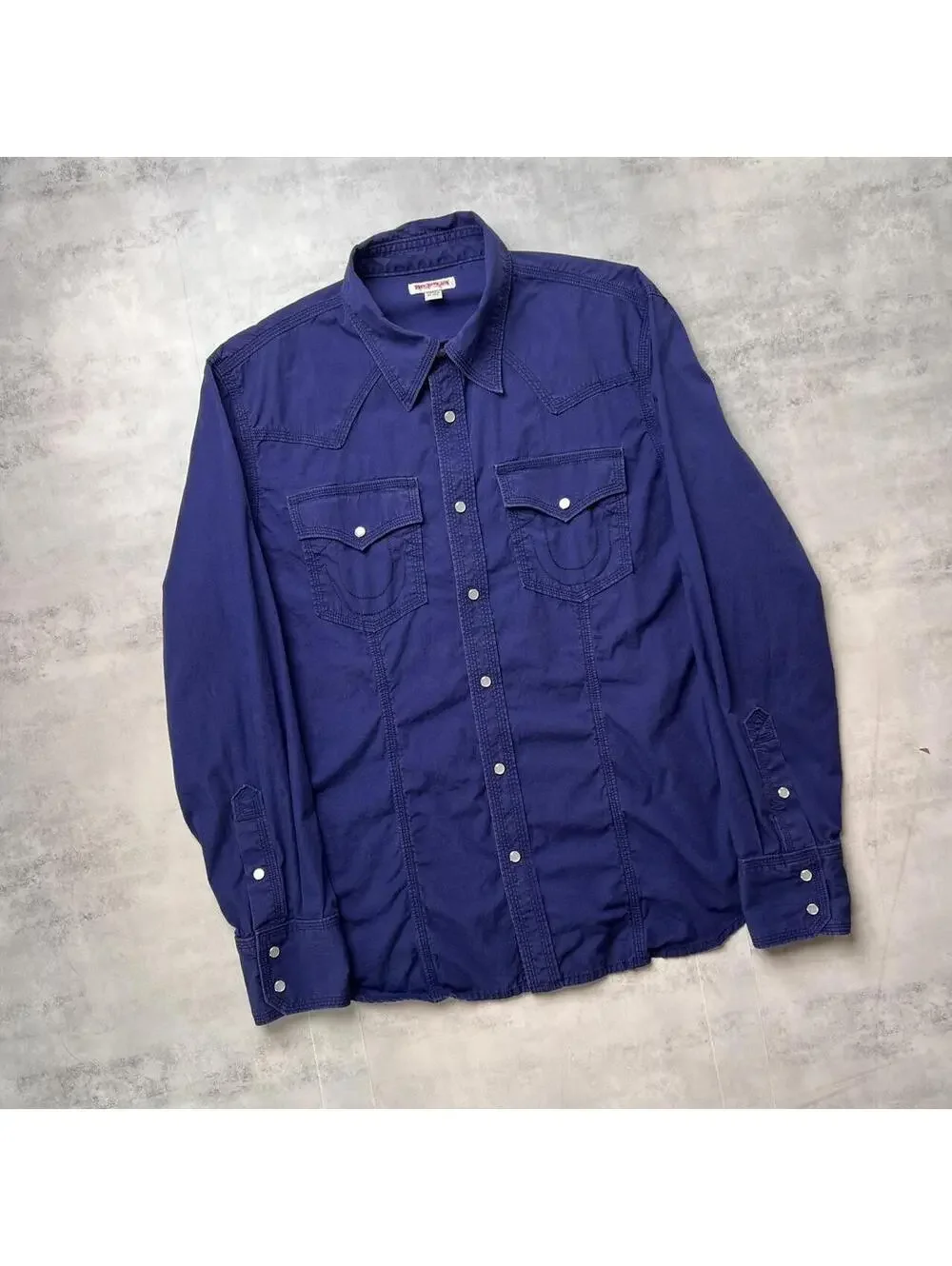 Y2K Purple True Religion Grunge Long Sleeve Button Up Shirt